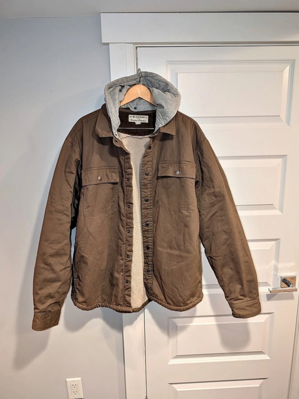 The BC Clothing Co. Heritage Collection. Hooded Shirt Jacket XXL Brown & Gray